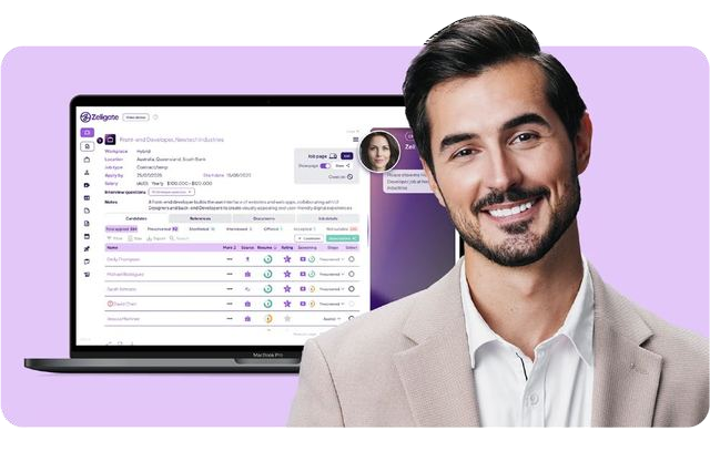 The Zeli hiring dashboard: open roles, applicants read and interviewed, shortlists forming